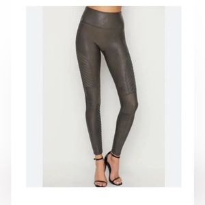 Spanx Motocross Faux Leather Leggings in Gunpowder